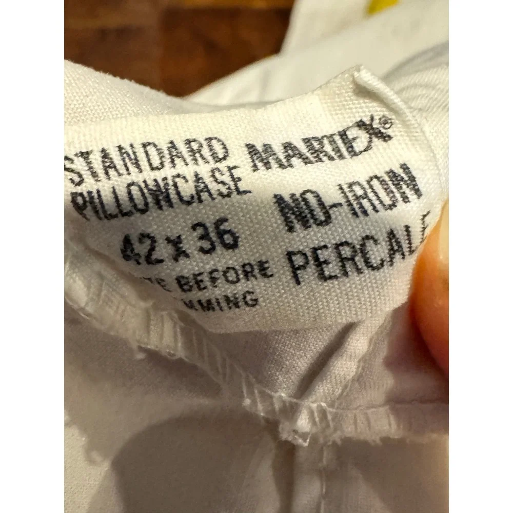 Vintage Martex Yellow Rose Floral Pillowcase Set Eyelet Trim White Percale USA